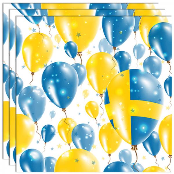 Servetter med Sverigeballonger