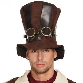 Brun Steampunk Hatt med Goggles