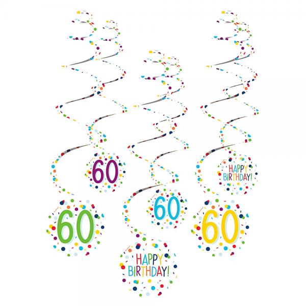 Hngande Swirls 60 r Confetti Birthday