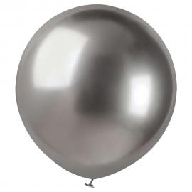 Stora Runda Metall Grå Chrome Ballonger 25-pack