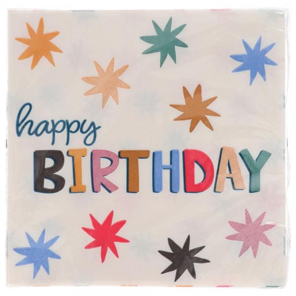 Happy Birthday Pappersservetter med Stjrnor 20-pack