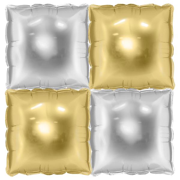 Kuddballonger Silver/Guld 4-pack