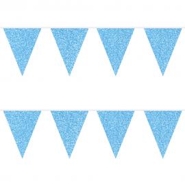 Blå Glitter Flaggirlang