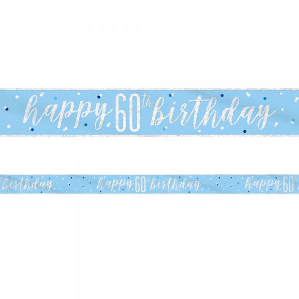 Happy 60th Birthday Banderoll Bl & Silver