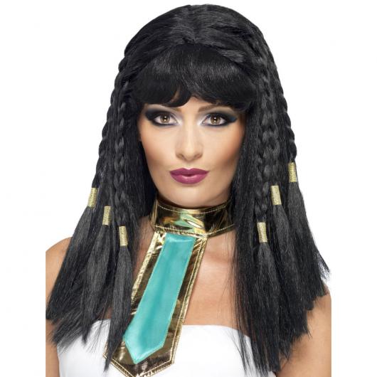Kleopatra Peruk med Flätor och Gulddetaljer