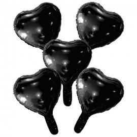 Svarta Hjärtballonger Folie 5-pack