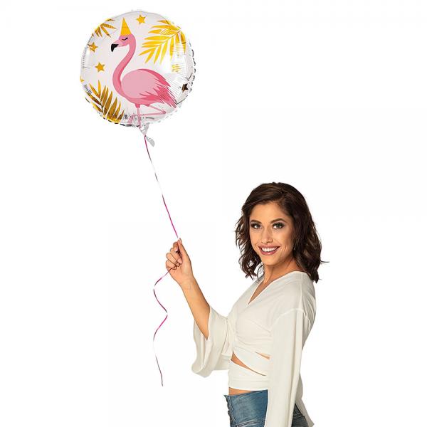 Folieballong Flamingo med Partyhatt