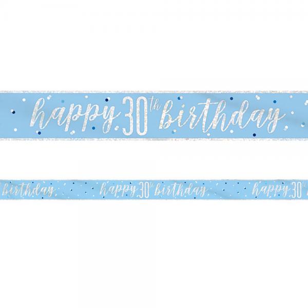 Happy 30th Birthday Banderoll Bl & Silver
