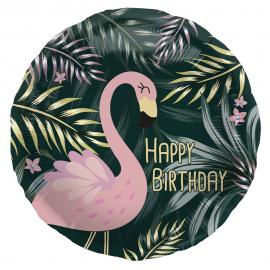 Folieballong Happy Birthday Flamingo