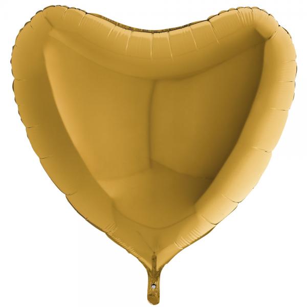 Folieballong Hjrta Guld XL