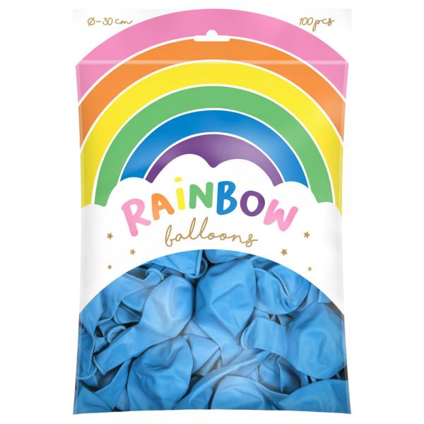 Rainbow Latexballonger Ljusbl 100-pack