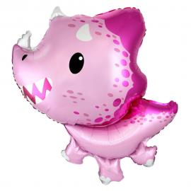 Dinosaurie Folieballong Triceratops Stor Rosa