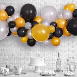 DIY Ballonggirlang Svart, Guld och Silver