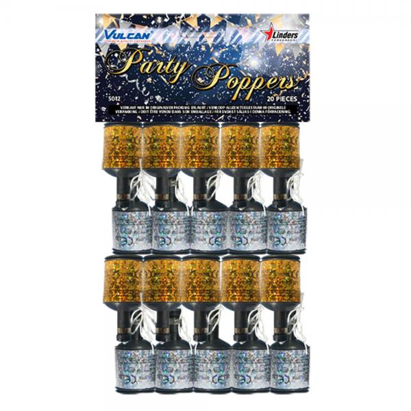 Party Poppers Mix Guld och Silver 20-pack