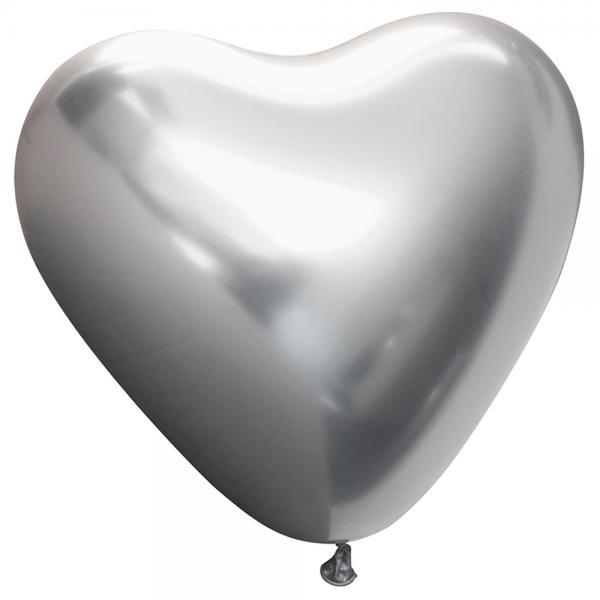 Hjrtballonger Chrome Silver