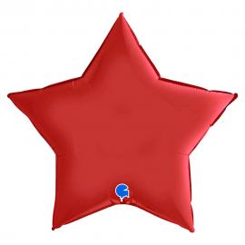 Stor Folieballong Stjärna Satin Röd