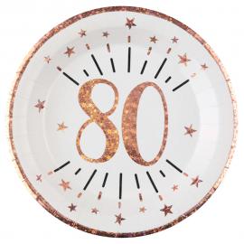 Papptallrikar 80 År Birthday Party Roseguld