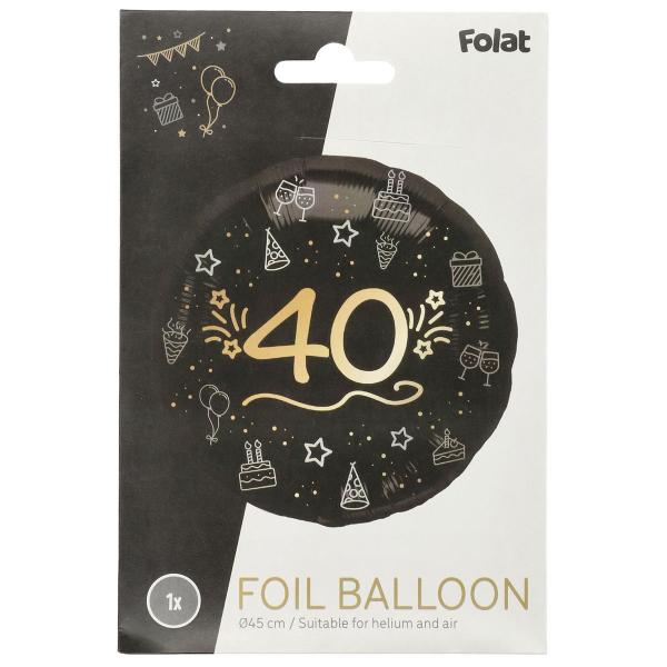 Rund Folieballong Svart 40 r