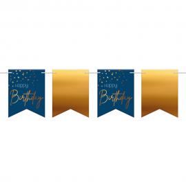 Happy Birthday Girlang Mörkblå & Guld