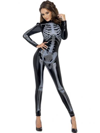 Svart Skelett Catsuit Maskeraddrkt