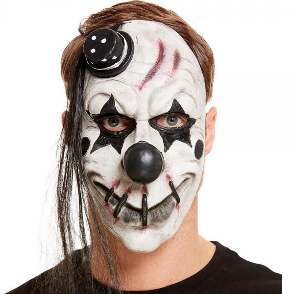 Lskig Clown Mask Svart/Vit Latex