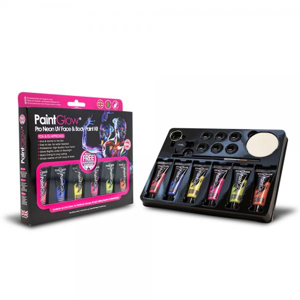 PaintGlow Pro Neon UV Ansikts- och Kroppsfrg Set