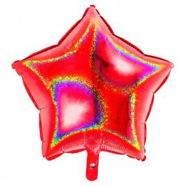Holografisk Folieballong Stjärna Röd