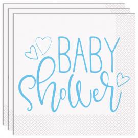 Baby Shower Servetter Ljusblå och Vit