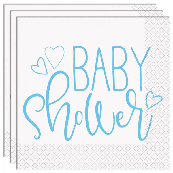 Baby Shower Servetter Ljusbl och Vit