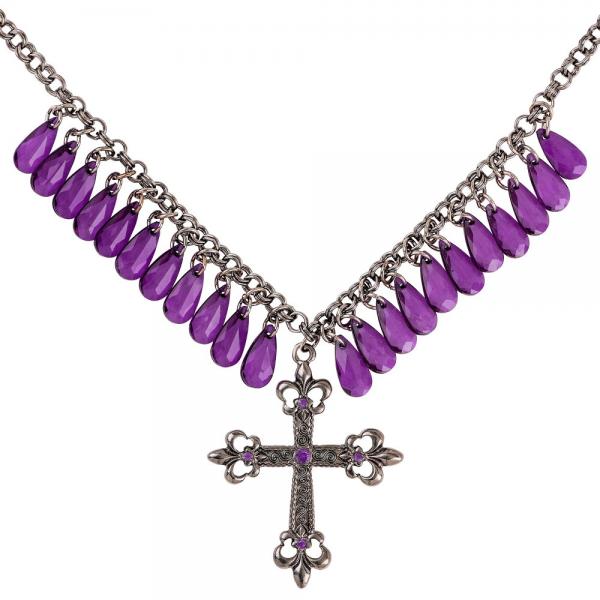 Lila Gothic Halsband med Kors