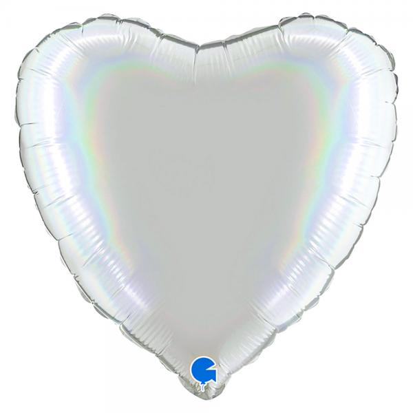 Hjrtballong Holografisk Platinum Pure