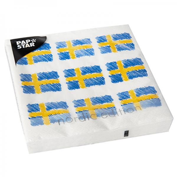 Servetter med Svenska Flaggor