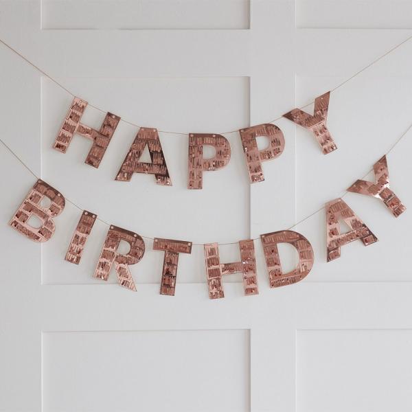 Happy Birthday Girlang med Fransar Rosguld