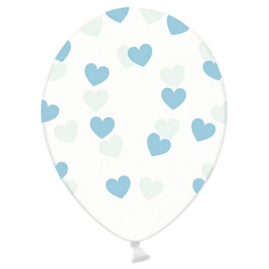 Genomskinliga Ballonger Blå Hjärtan