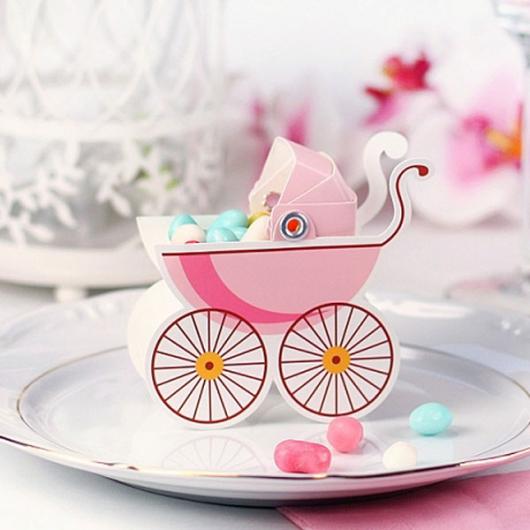 Baby Shower Presentaskar Barnvagn Rosa
