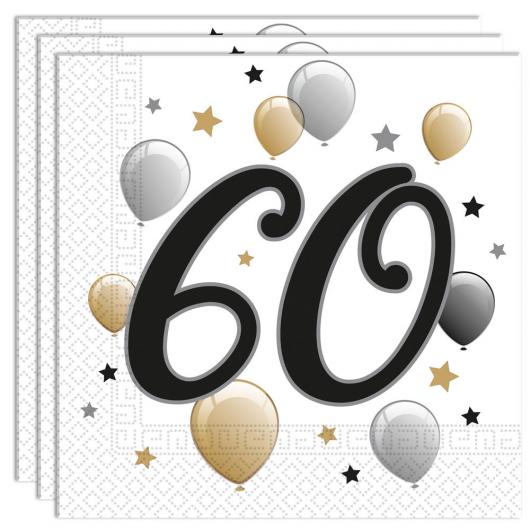 Milestone Happy Birthday 60 Års Servetter