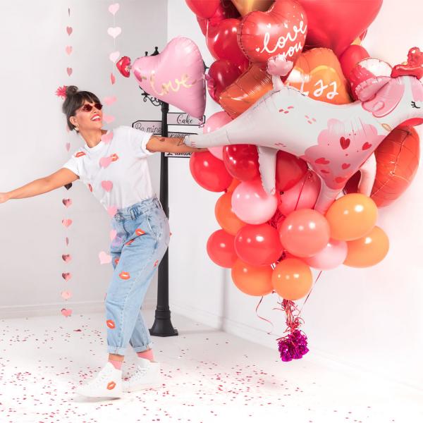 Love Hjrtballong med Pil Rosa