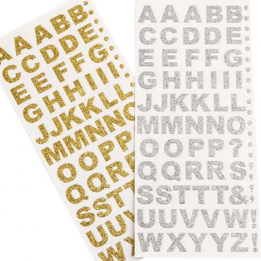Silvriga Bokstver Glitter Stickers