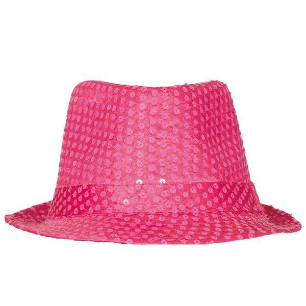 Gangsterhatt med Paljetter Neonrosa