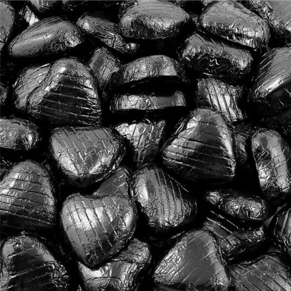 Chokladhjärtan i Svart Folie 1kg