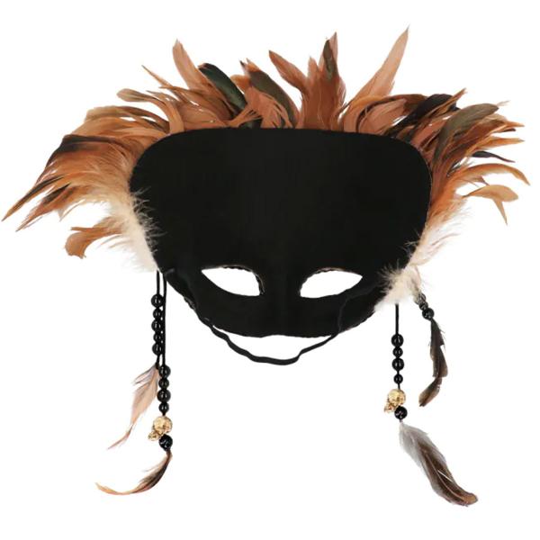 Voodoo Halfmask med Fjädrar