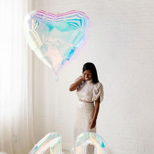 Folieballong Hjärta XXL Iridescent 103 x 107 cm