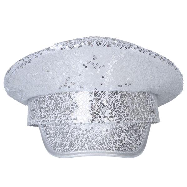 Kaptensmössa med Paljetter Silver