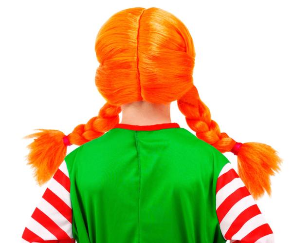 Orange Peruk Med Flätor Barn