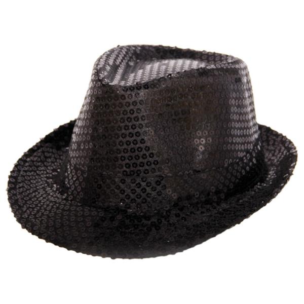 Trilby Hatt Svarta Paljetter