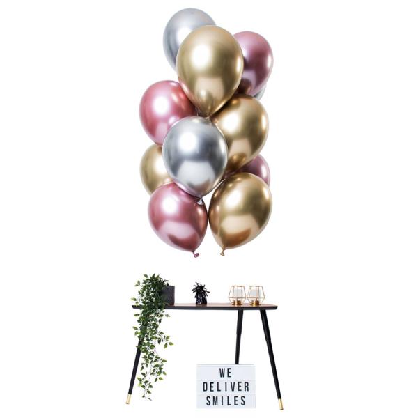 Chrome Mirror Ballonger Guld/Silver/Rosa