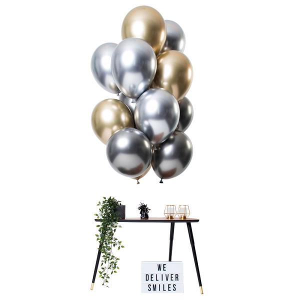 Chrome Mirror Ballonger Silver & Guld Mix