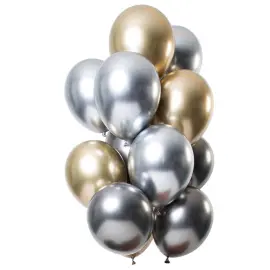 Chrome Mirror Ballonger Silver & Guld Mix