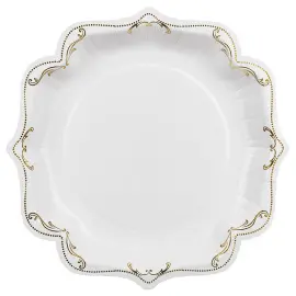 Papperstallrikar Ornament Guld/Vit 26 cm 6-pack