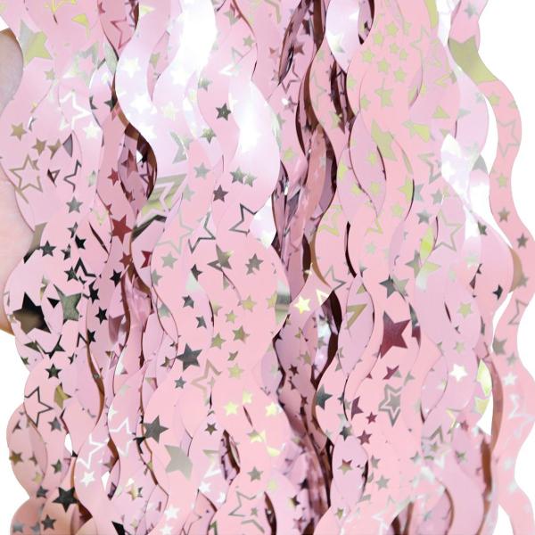 Rosa Dörrdraperi Swirls med Stjärnor